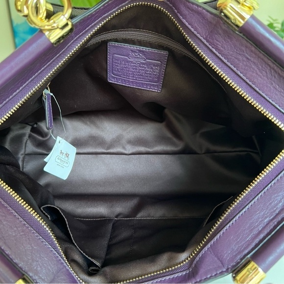 NWT Coach Madison Caroline Satchel in Pleated Gathered Leather Aubergine 19848 - Picture 14 of 16